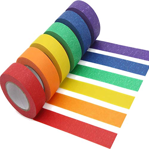 AUTENS Colored Masking Tape?6 Pack 1 Inch x 13 Yards (2.4cm X 12m) Colorful Paper DIY Decorative Stickers Tape Fun Rainbow Masking Tapes for Arts & Crafts, Labeling or Coding,for School,Office &Home.