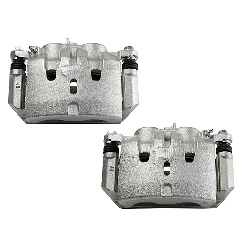Image of TRQ Front Brake Caliper Set Zinc Coated Brackets Hardware Compatible with 2009-2015 Honda Pilot
