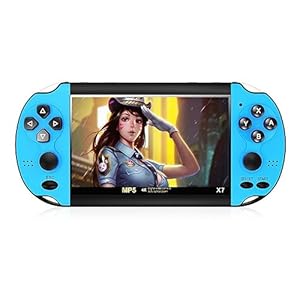 HLF Color Video Game Console 4.3 inch Dual Joystick Built-in 3000 Retro Games Support Arcade CPS/gba/gbc/gb/sfc/fc Video/Music/E-book AV Out Rechargeable Lithium Battery Children’s Gift(Blue)