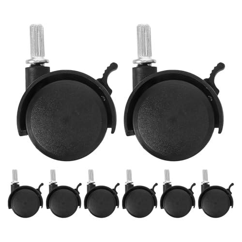 Roulettes pivotantes avec freins en plastique noir pour chariot et portant lot de 8