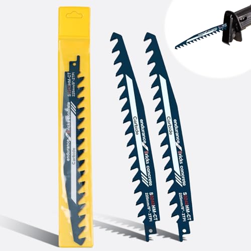 2 piezas Hojas Sierra Sable,Para hormigón celular, ladrillo, losas de cemento y hormigón, 225 mm,Perfectamente compatible con varias marcas de cuchillos
