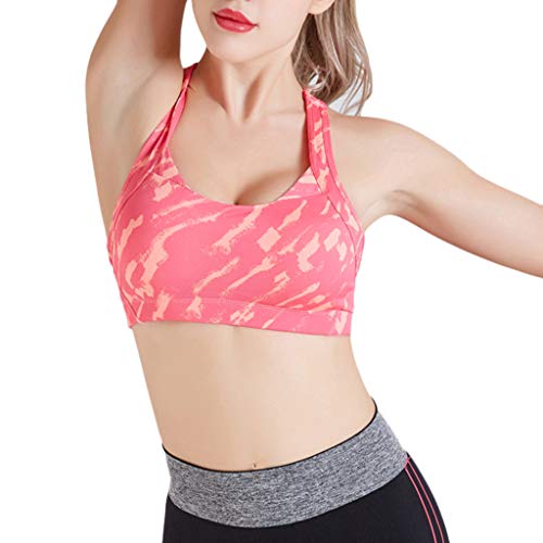 MRULIC Yoga Vest Women's Sports Vest Autumn and Winter Fashion Printing Yoga Beauty Back Vest Comfortable Slim Fit Cross Vest Tank Tops (Red,S)