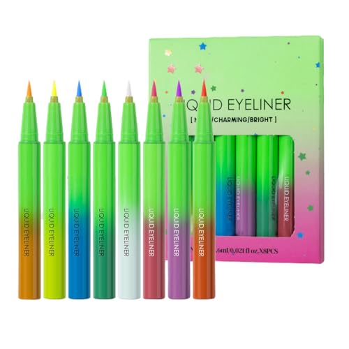 Lápiz de delineador de ojos de color mate, delineador líquido de ojos líquido, 8 unidades, resistente al agua, a prueba de polvo, colores brillantes, maquillaje de ojos para mujeres