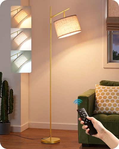 Image of EDISHINE 64.7IN Gold Floor Lamp for Living Room with Remote, Standing Lamp