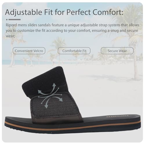 Mens Adjustable Slides Sandals Slip On Sandals Comfortable Athletic Slides3