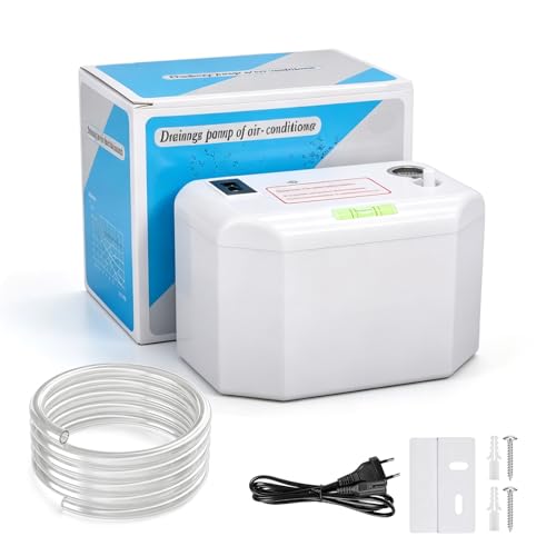 EXLECO 200ml 24L/H Kondensatpumpe für 1-3HP Wand Klimaanlage mit Überlaufalarm Automatische Kondenswasserpumpe Inklusive 5m Kondensatschlauch Maximale Förderhöhe 10m für 8KW Heizung und HVAC