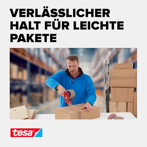 tesa tesapack im 6er Pack - Geräuscharmes Paketklebeband zum Verpacken von Paketen und Versandschachteln - braun - 6 Rollen je 66 m