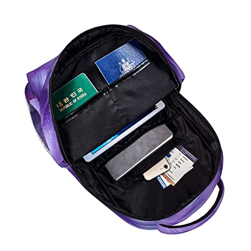 Sac à dos ordinateur portable violet à motif fleurs de lys grand format
