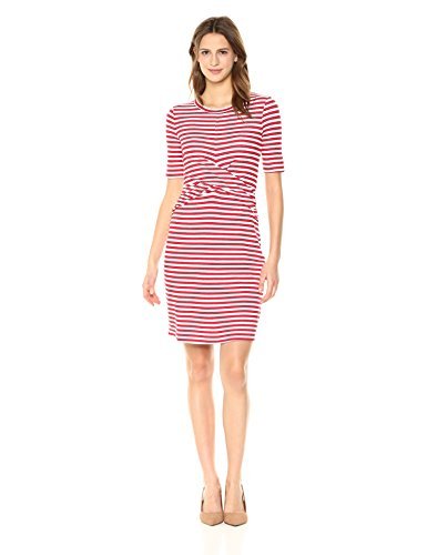 Three Dots womens Nantucket Stripe Terry Tight Mid Dress Dress
