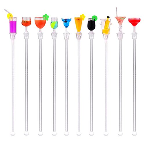 Ufurty Rely2016 10Pcs Acrylic Cocktail Mixing Spoon Cocktail Swizzle Stirrer Sticks Party Barware