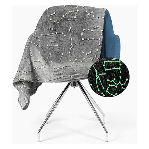 Constellation Blanket Glow in The Dark | Multiple Sizes | All Zodiac Horoscope Signs | Gift for Solar, Star, Astronomy, Astrology & Astronaut Lovers | Men, Women, Teen, Boys & Girls (60x50in) Cover