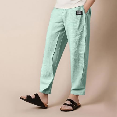 Hawyet Lounge Pants for Men Elastic Waist Drawstring Lightweight Breathable Cotton Blend Big and Tall Summer Pants4