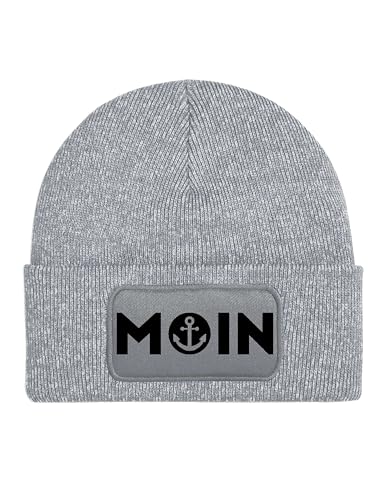 Mütze Beanie Moin Spruch Wintermütze Statement Fun-Print Unisex Strickmütze für Herren & Damen als Geschenk - Garumeliert