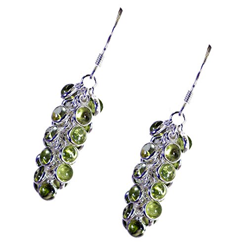 Boucles d'oreilles péridot naturel et argent sterling pour femme au design rond