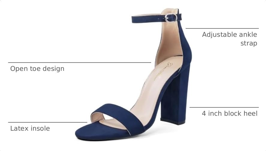 Image of GENSHUO Women's 4-inch Chunky High Heel Sandals with Ankle Strap,Party Wedding Bridal Shoes