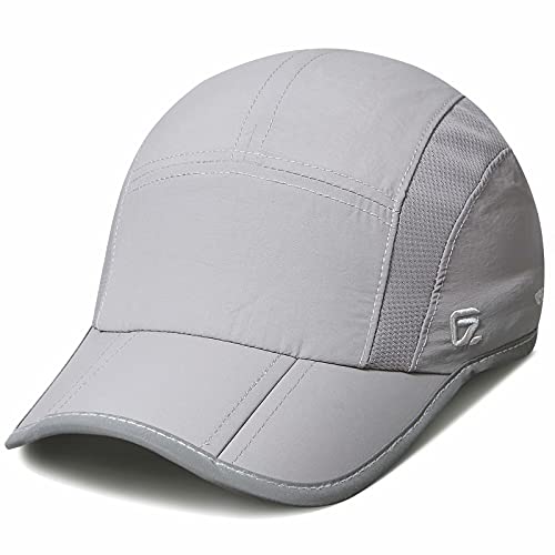 GADIEMENSS Quick Dry Sports Hat Lightweight Breathable Soft Outdoor Running Cap (Folding Series, Light Grey)