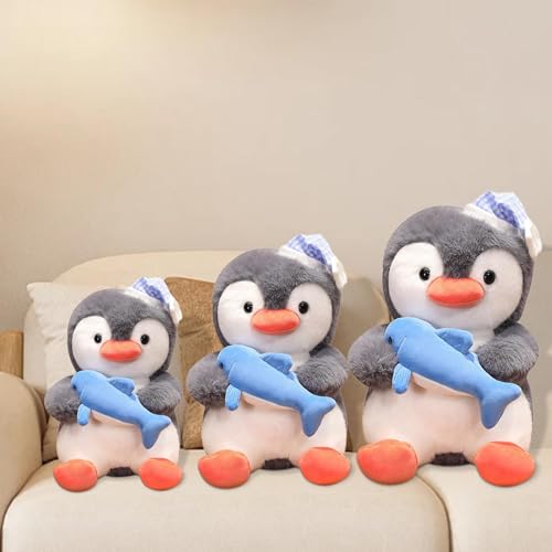 Image of ATORSE Plush Penguin Cartoon Car Penguin with Fish Doll for Family Teens Girls Boys 25Cm
