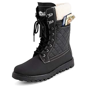 POLAR Womens Memory Foam Outside Pocket Inside Zip Thermal Waterproof Deep Tread Rubber Sole Snow Boots