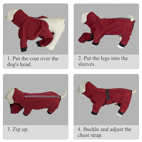 Cyponpy Hundemantel mit Beinen Wintermantel Hund Wasserdicht Warm Hundepullover Fleece Hundejacke Reflektierend Reißverschluss Winterjacke Hund Hunderegenmantel Wasserdicht Kleine Mittelgross Hunde