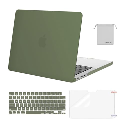 Image of MOSISO Compatible with MacBook Pro 14 inch Case 2025 2024 2023 2022 2021 M5 M4 M3 M2 M1 A3434 A3112 A3185 A3401 A2918 A2992 A2779 A2442, Hard Shell&Keyboard Cover&Screen Film&Pouch,Army Green