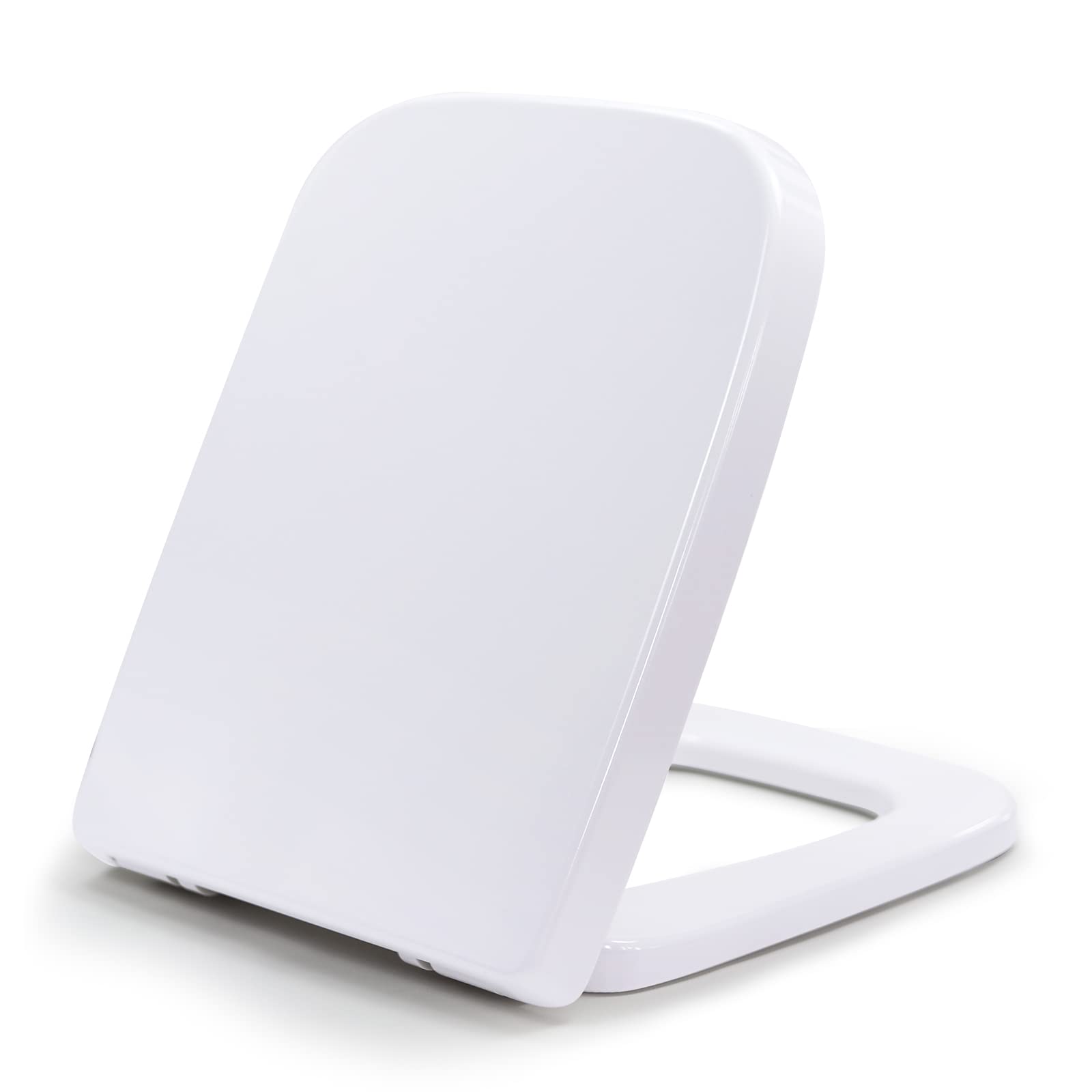 Fanmitrk Toilet Seat White Duroplast,Soft Close Toilet Seat,Square Shape,Easy to Clean,Quick Release and Top Fastening