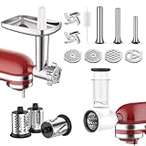 COFUN Slicer Shredder & Metal Meat Grinder Attachment for KitchenAid Stand Mixers, Meat Food Grinder Accessories with 3 Sausage Stuffer Tubes 4 Grinding Plates
