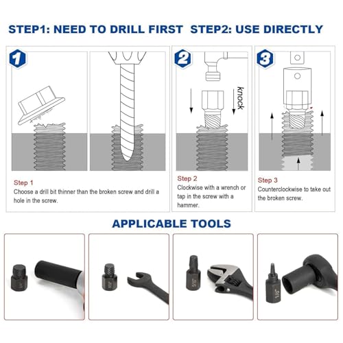 Kit d'extraction de vis multi-cannelures et outil de retrait de boulon hexagonal - 6