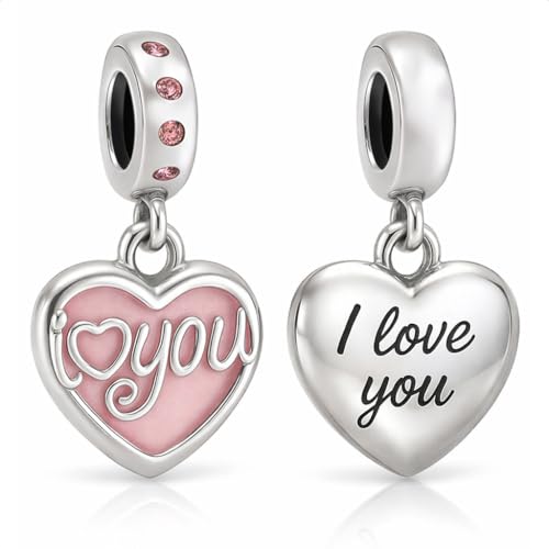 Abalorio de corazón de plata 925 con mensaje I Love You para recordar vuestra historia de amor
