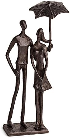 Danya B Loving Couple Under Umbrella Bronze Sculpture - Modern and Elegant Design – Metal Art - Contemporary Home and Office Décor – Modern Tabletop Décor