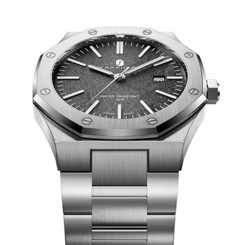 Image of Sapphero Watches for Men Waterproof Luminous Watches with Date Dial Chronograph Analog Quartz Movement Steel Stainless Business Wrist Watches Mens Gifts