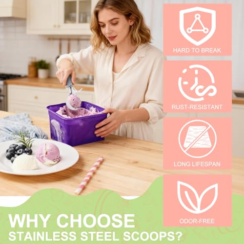 Akozon Ice Cream Scoop with Trigger Release, Potato Scooper, 120ml Cookie Scoop Stainless Steel and Non-Slip Handle, Multi-Functional for Ice Cream,Fruits,Mashed Potato,Meatballs - Image 4