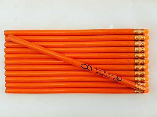 Lápices personalizados naranja con borrador naranja 12 unidades miniatura 1