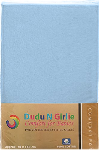 Dudu N Girlie Fitted Cot Bed Sheets, Blue, Cot Bed (140x70cm) - Image 2