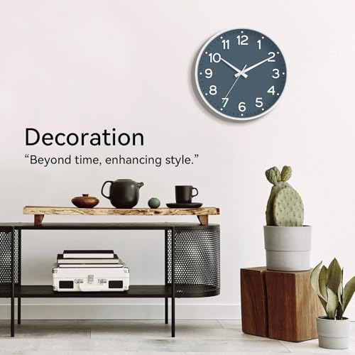 Image of Roymnie Wall Clock 10 Inch Silent Wall Clocks Battery Operated-Modern Non Ticking Analog Clock Decorative for Kitchen Bedroom Office Bathroom(Azure Blue)