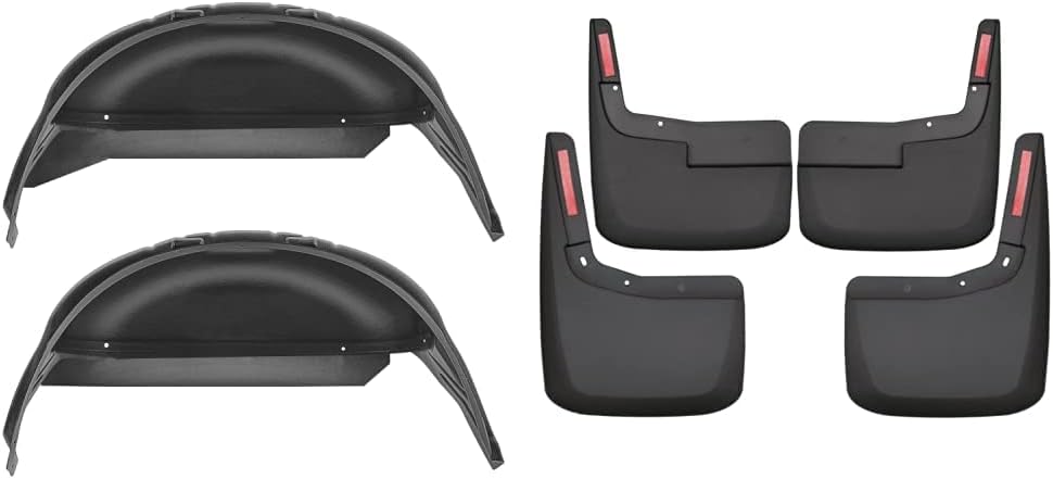 Husky Liners Wheel Well Guards and Mud Guards for 2021-2024 Ford F-150 (Excludes Raptor) | Rear and Front Set - Black, 6 pc.