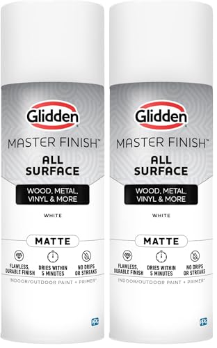 Image of Glidden Master Finish 12 oz. Matte White Interior /Exterior All Surface Spray Paint and Primer (Pack of 2)