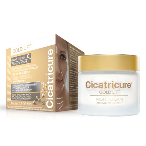 Cicatricure Gold Lift Night Cream, Anti Aging Facial Moisturizer, Hydrating Skin Care with Gold, Calcium & Silicon to Lift and Tighten Face Contour Overnight, 1.7 Ounce