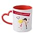 Imagen de Taza personalizada de cerámica con asa de corazon y fondo rojo