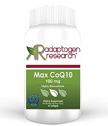 Max CoQ10 100mg | Biologically Active Coenzyme Q10 Kaneka Ubiquinol | No Crystal High Dose | Readily Absorbed Supplement | 60 Softgels | Adaptogen Research