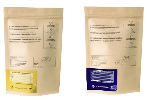 Image of Jaivik Uttarakahnd - Chamomile Tea, Butterfly Pea Flower Tea (100g each), Unique Blend Crafted Loose Leaf For Chai Lovers Across India, Combo (Pack Of 2)