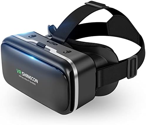 VR SHINECON VR Headset Glasses[Blu-ray] High-end Version of The Removable 3D Virtual Reality Helmet 4.7-6.7 inches for TV, Phone Movies,Education& Video Games Compatible iPhone, Android