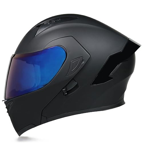 Flip Up Front Motorbike Helmet, Integrated Modular Full Face Motorcycle Helmet, DOT/ECE Certification with Dual Visors Modular Moped Street Racing Scooter Helmet (D XXL=63~64CM)