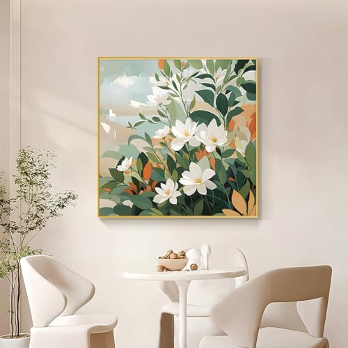 Tableau deco impression sur toile - Habillez un mur vide fleurs blanches 60x90