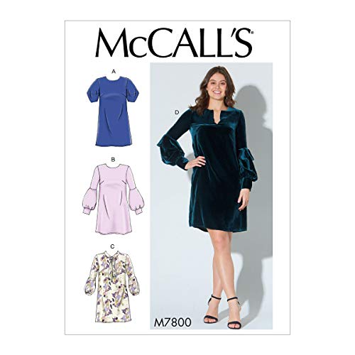 McCall Pattern Company McCall's Women's Flared Sleeve Pullover Dress Sewing Patterns, Sizes 6-14, 6-8-10-12-14, White