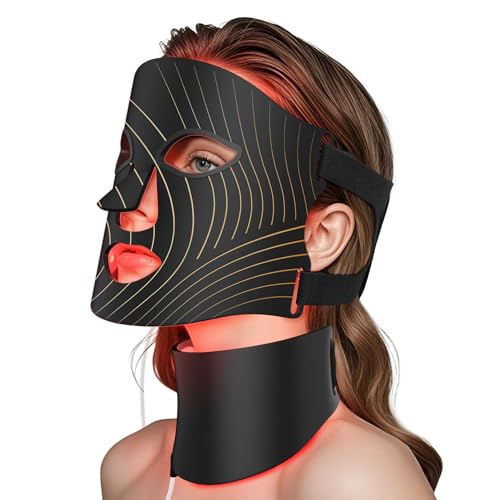 Red Light Therapy for Face, LED Light Therapy Mask Skin Care Mask &amp; Neck, LED Red &amp; NIR Light Therapy Wavelength for Home Use, Working Travel Yoga Sleep