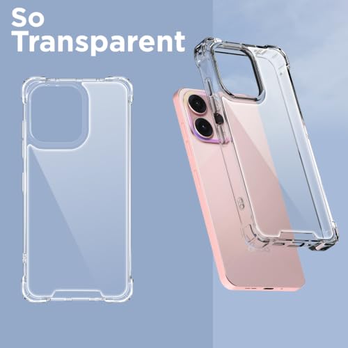Image of Outlouders Back Cover for Oppo Reno 15C 5G Clear Transparent PC + TPU Bumper Case with Raised Edges for Shockproof Protection (Transparent)