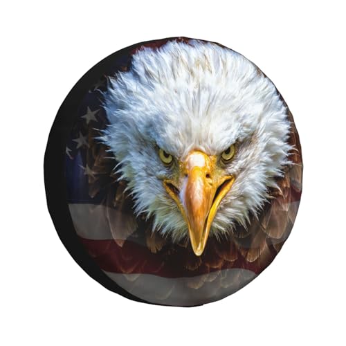 Image of Spare Tire Cover Angry Bald Eagle On American Flag Wheel Covers USA Flag Weatherproof Universal Wheel Protectors for Rv SUV Camper Travel Trailer 14 Inch