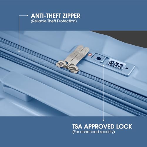 Image of Maleta Crescent Set of 3 | Small + Medium +Large |TSA Lock,Expandable,Anti-Theft Zipper,Wet-Dry Compartment | Trolley Bags | Luggage |Suitcase for Travel(Blue, Set of 3 (Small-Medium-Large))