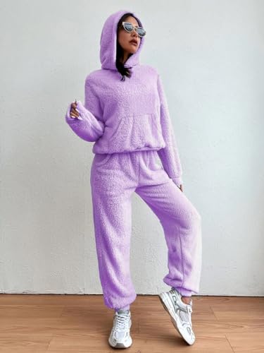 Image of THE DRY STATE Women's Basic Fit Teddy Fur Hoodie with Kangaroo Pocket