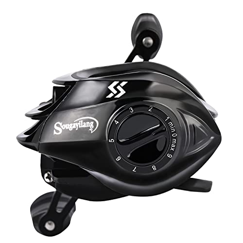 Image of Sougayilang Baitcasting Reels, Super Smooth Baitcast Reel with Magnetic Braking System Baitcaster Reel-Black-Left
